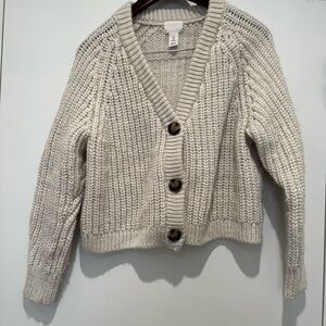 H&M Cream Chunky Knit Cropped Cardigan